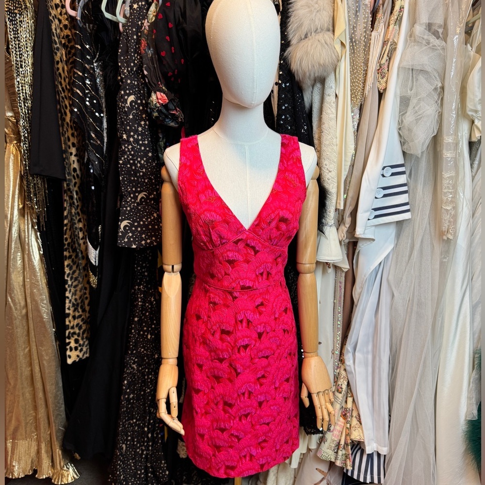 Trina Turk Brocade Pink Floral Wiggle Dress